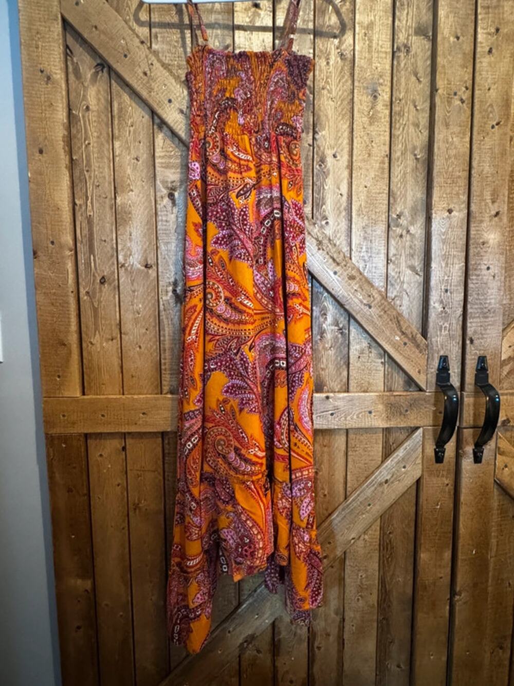Earthbound trading Company Bohemian BoHo dress rust orange floaty flirty small